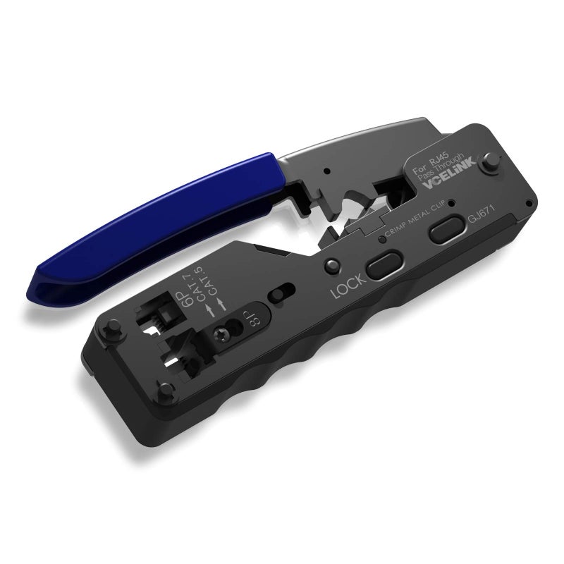 VCELINK RJ45 أداة العقص تمر عبر إيثرنت سلك القاطع المكشكش لـ Cat7 Cat6A Cat6 Cat5E Cat5 موصلات المرور وغير المرور - Image 1